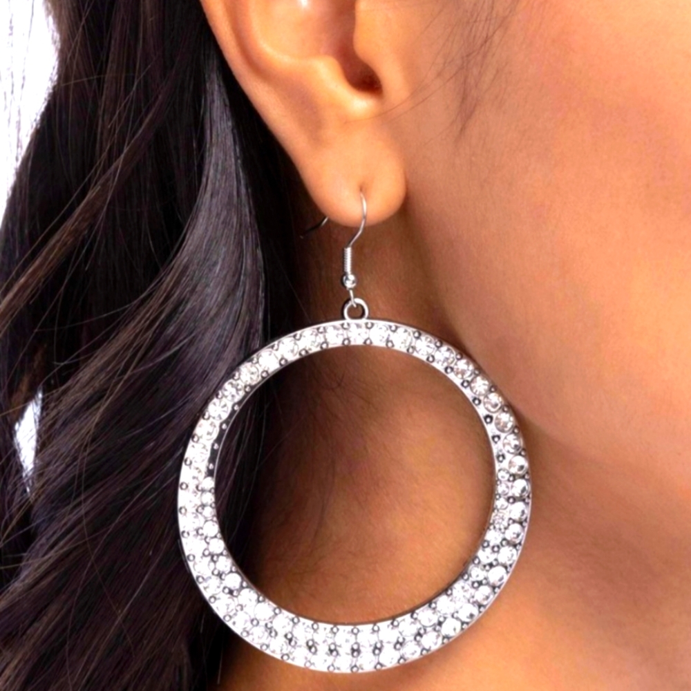 NIB Hoop Rhinestone Gunmetal hoop earrings.